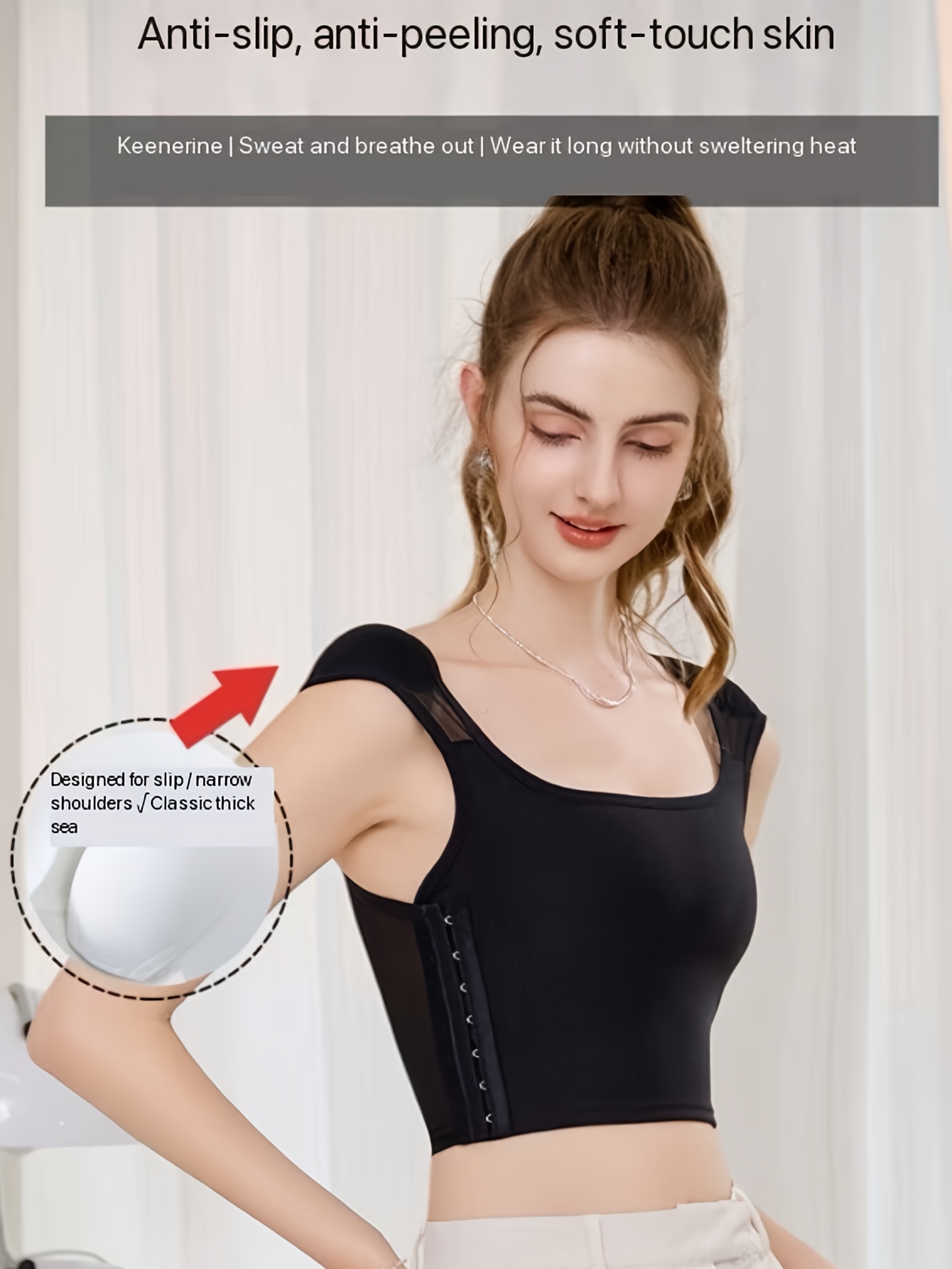 2pcs Shoulder Pad Side Adjustable Corset Shaping Sports Bra with Right  Angle Wide Shoulder Non-slip Lining - Main Image
