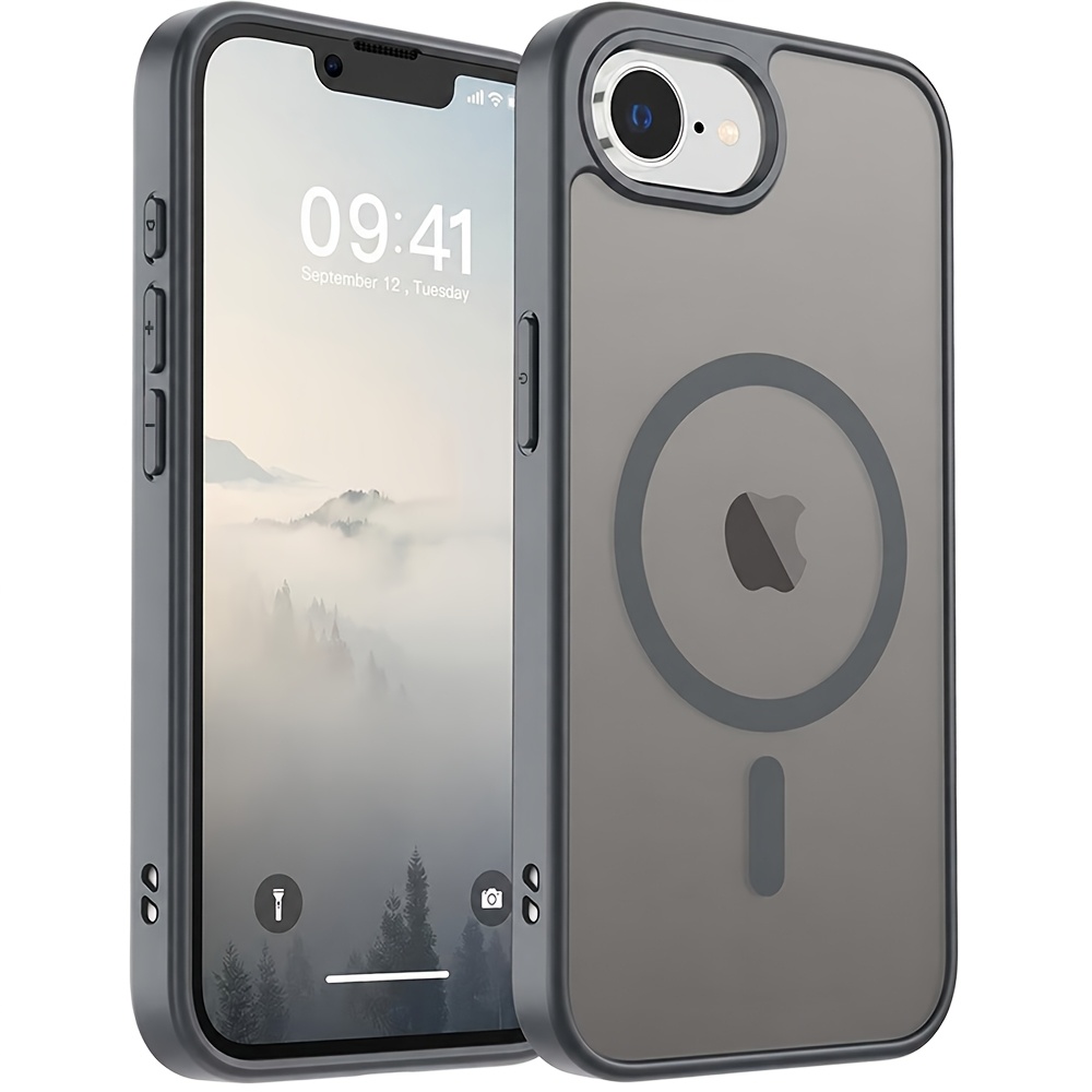 TEMU Coque de téléphone - Coque de téléphone magnétique de luxe avec texture mate pour iPhone 17E/16E, protection du téléphone, coque de protection