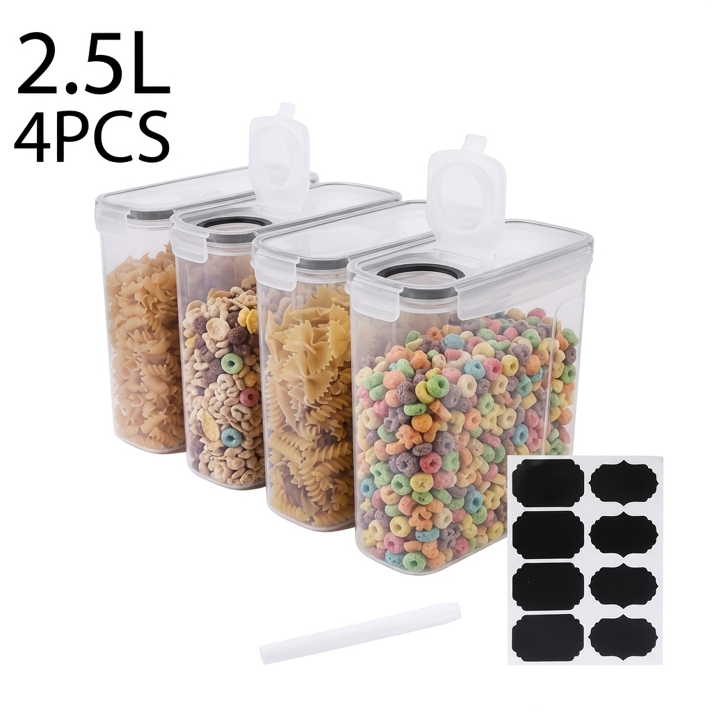 TEMU 4pcs Transparent Pp Food Storage Containers Suitable For Kitchen, Dishwasher Double Lid Canisters With Double Sealing Ring Design, Leakproof &