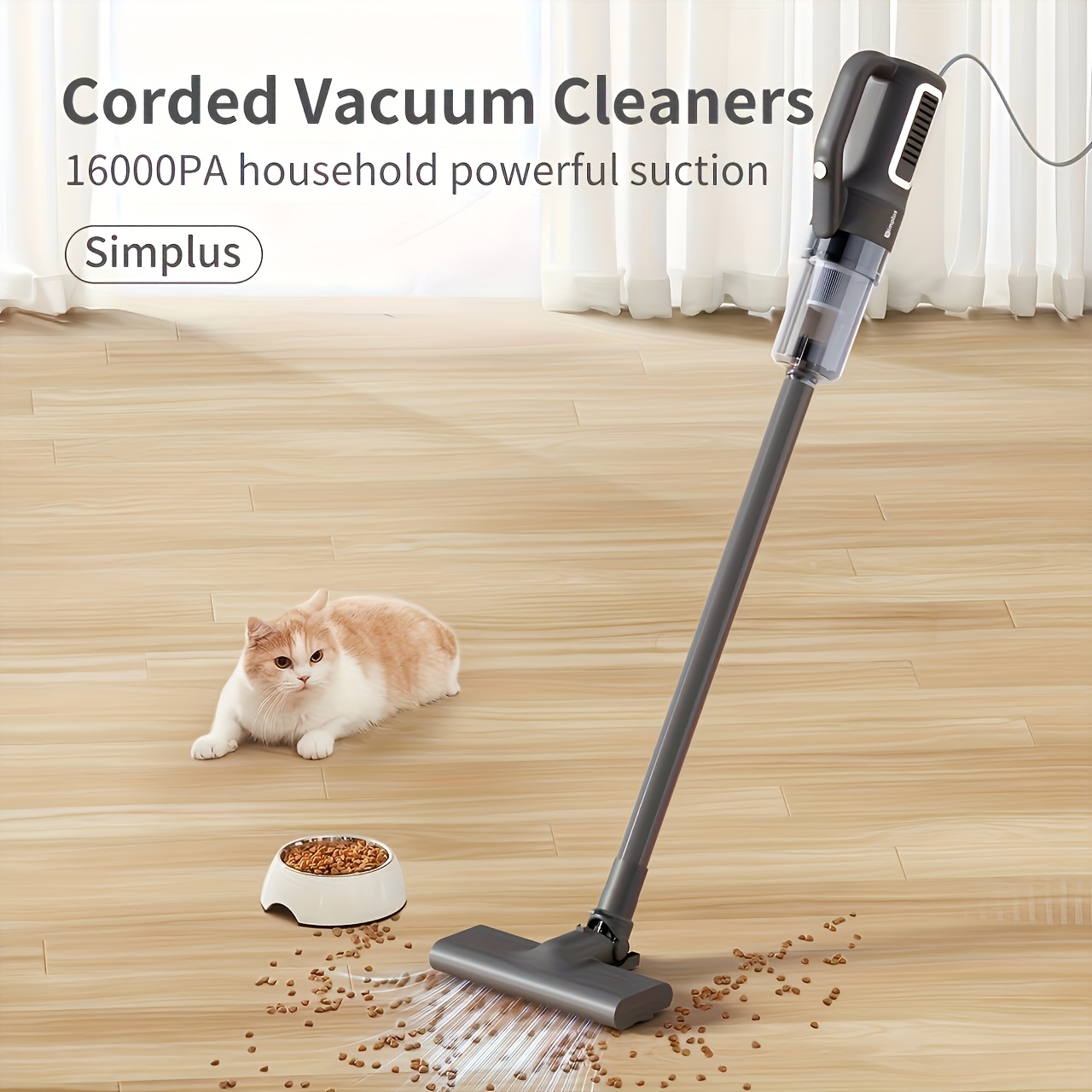 TEMU Simplus Handheld Upright 9-in-1 Vacuum Cleaner, 16,000pa Strong Suction, 1kg Ultra-lightweight, 0.5l Dust Cup, 9pcs Cleaning Accessories Set,
