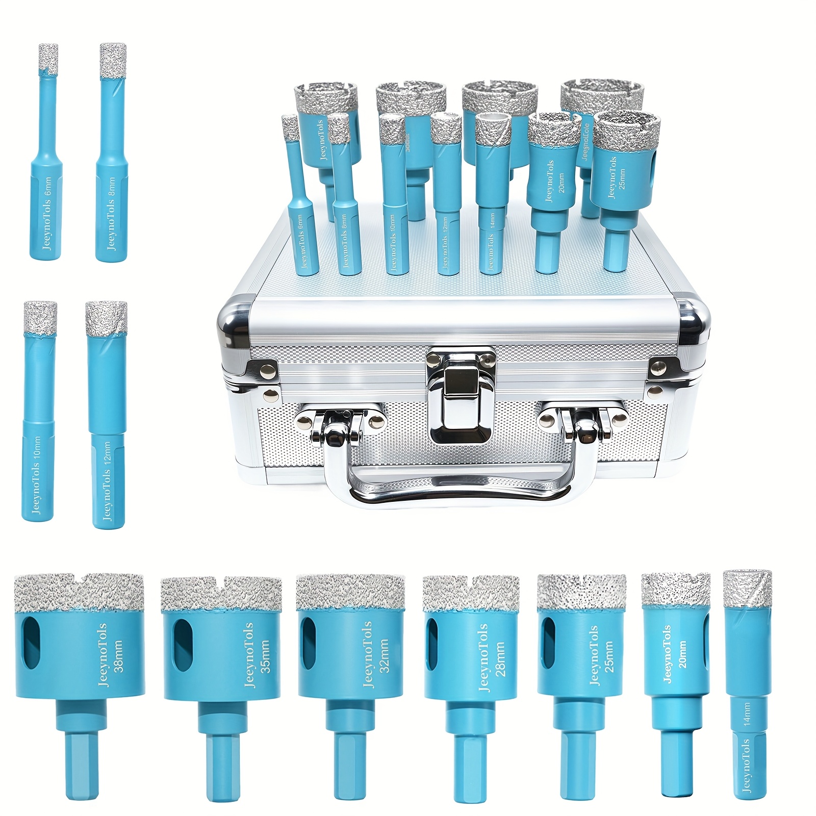 11/12/13pcs Quality Diamond Drill Bits Set, Shank, Diamond Drill Bits & Circular Saw For Ceramic Tile Marble Porcelain, Core Drill Bit, Dry Tile Drill, Tile Bit, Tool Box, Tile Tools, Tilesaw