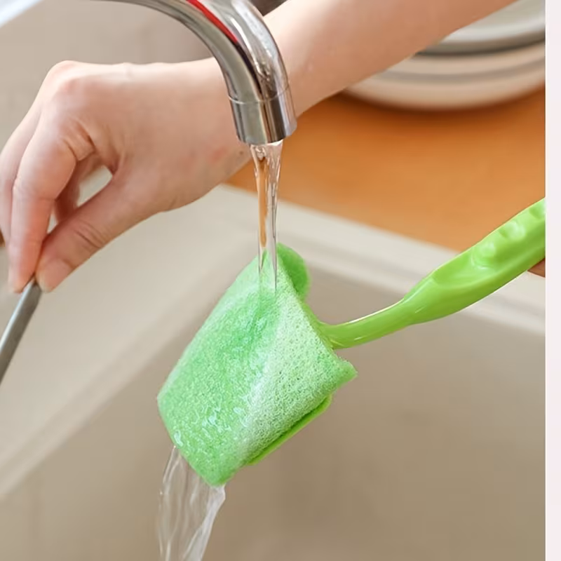 non scratch sponge dish brush with ergonomic handle durable plastic kitchen cleaning brush for dishes plates bowls scrub brush Product details 6