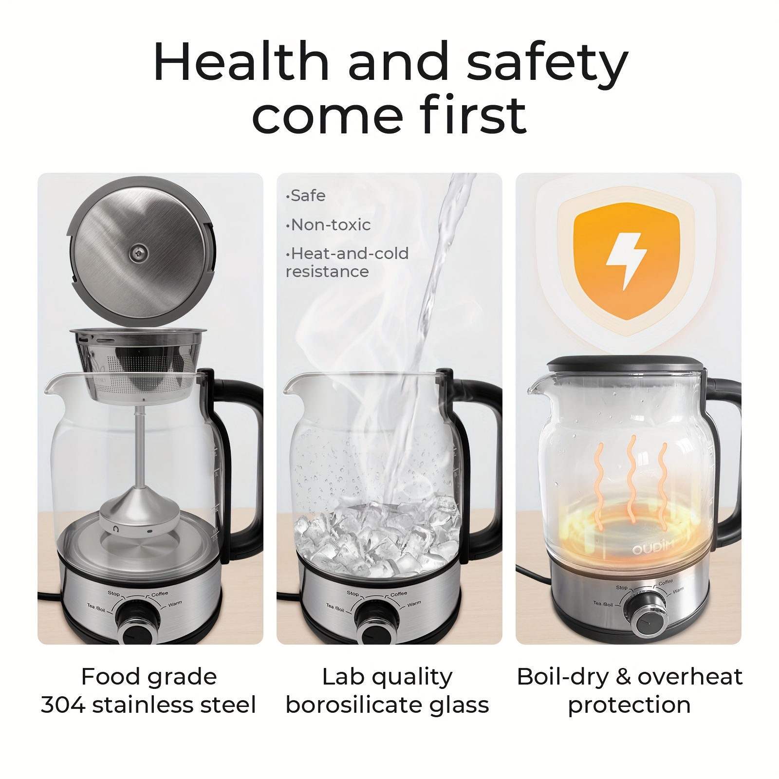 Drip Coffee Maker By Spraying Method, 40.58oz Capacity, 600W Power, BPA-Free, Brewed Tea Pot Coffee Plunger, Glass Stainless Steel Tea And Coffee Brew Kettle, Electric Kettle Tea Pot, Keep Warm, Boil Dry And Safety Protection, Perfect Birthday Gift 6 Drip Coffee Maker By Spraying Method, 40.58oz Capacity, 600W Power, BPA-Free, Brewed Tea Pot Coffee Plunger, Glass Stainless Steel Tea And Coffee Brew Kettle, Electric Kettle Tea Pot, Keep Warm, Boil Dry And Safety Protection, Perfect Birthday Gift - Image 6