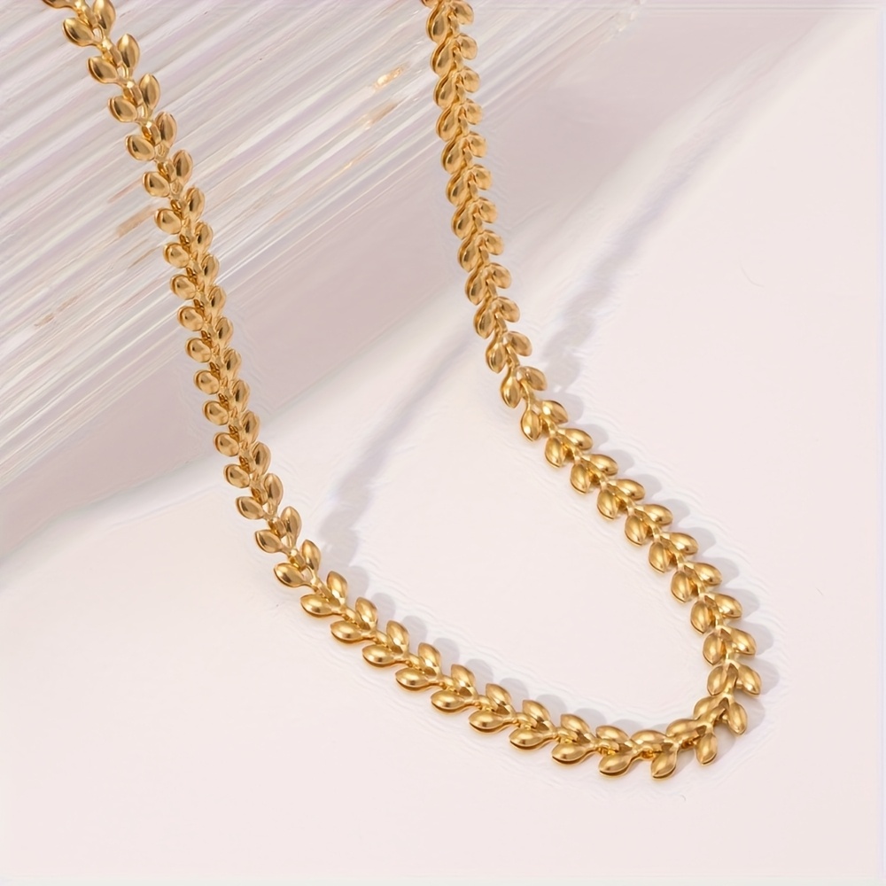 18K Gold-Plated Fashion Necklace Made of 316L Stainless Steel, Featuring a Wheat Chain Design, Waterproof And Perfect As a Jewelry Gift