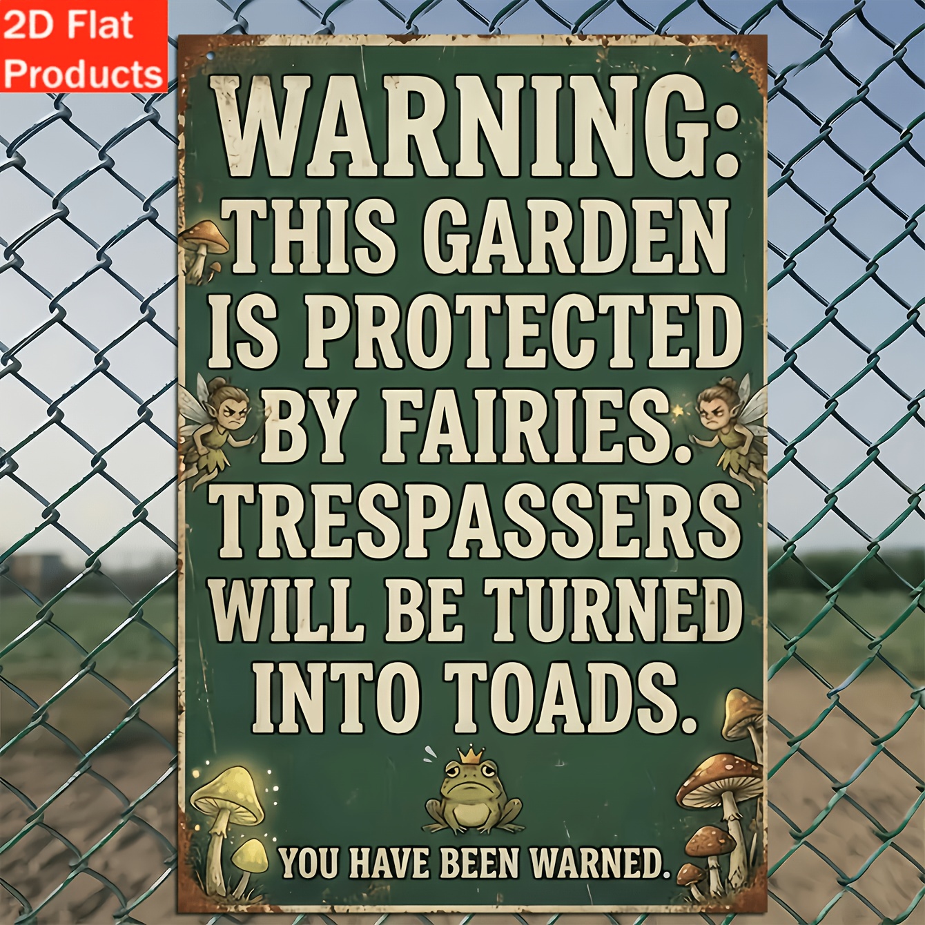 TEMU 2d Flat - Decorative Sign And Plague - 1pc Wooden Retro Fun Fairy Garden Sign, Humorous Wall Art Of Gardens Protected By Fairies, Suitable For