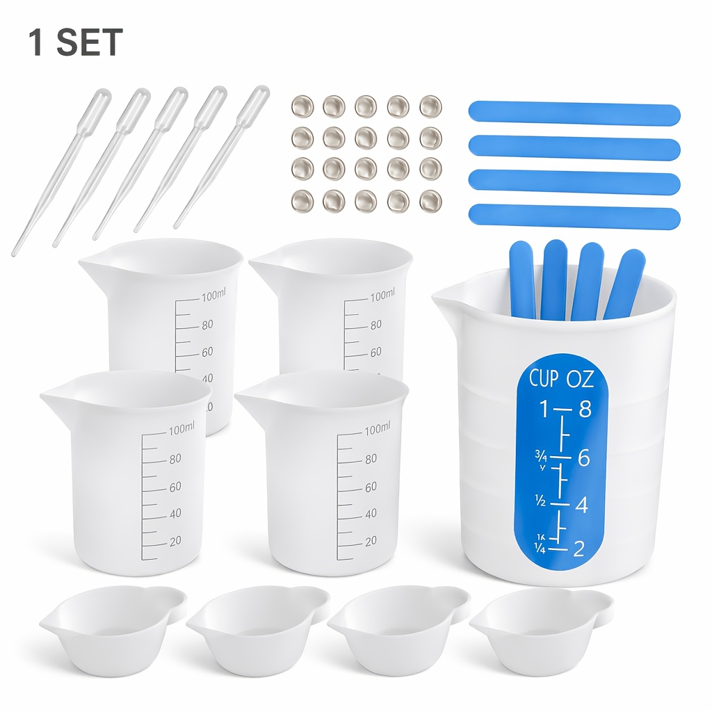 TEMU 1 Set Resin Tools Set, Silicone Measuring Cup Kit For Epoxy Resin Mixing, Jewelry Casting And Craft Making