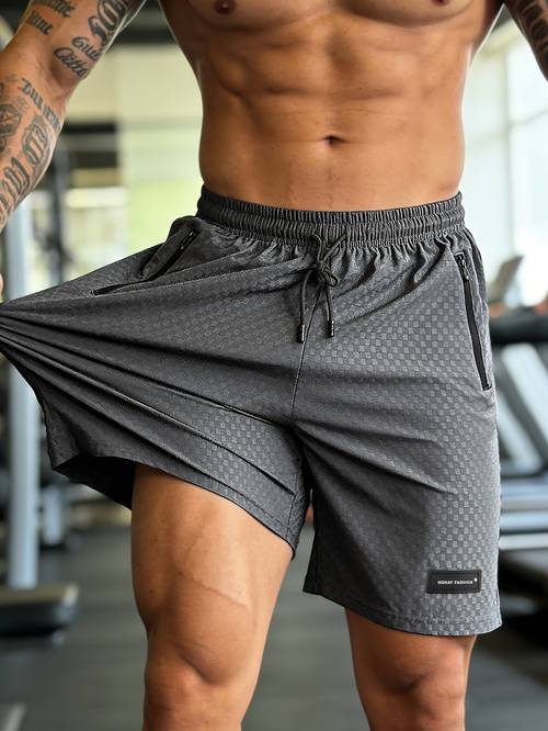 mens high breathable shorts with zippered pockets drawstring waist lightweight textured athletic shorts suitable for tennis outdoor sports summer casual wear regular fit