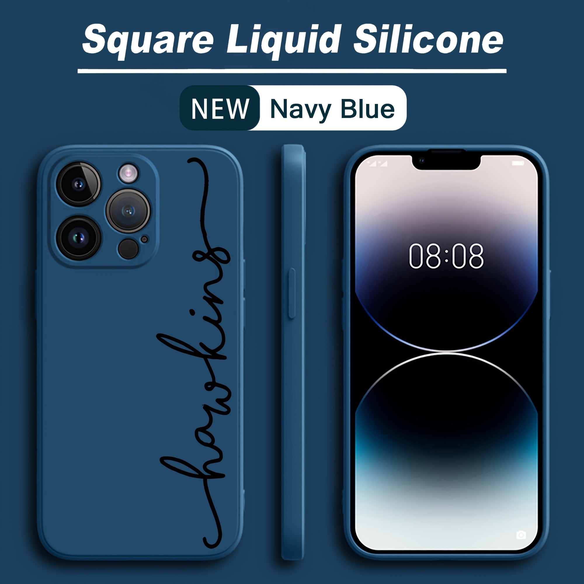 TEMU Phone Case - Personalized Customized Phone Compatible With Iphone 18 16 15 14 13 12 11 Pro Customized Name Initials Stylish Solid Liquid Gel