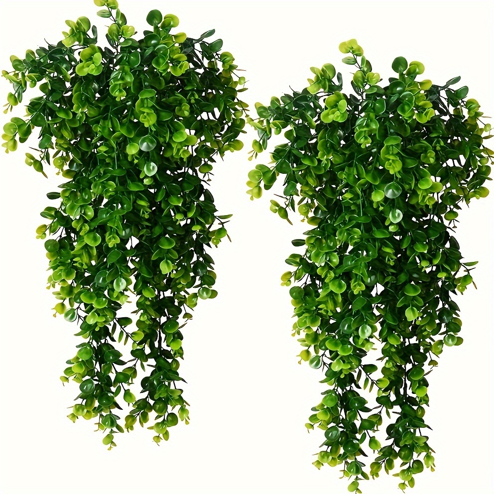 artificial hanging eucalyptus vines plastic greenery vine garland for home decor reunion outdoor party decoration all season faux plant for wall hanging decor without container pack of 1 2 4