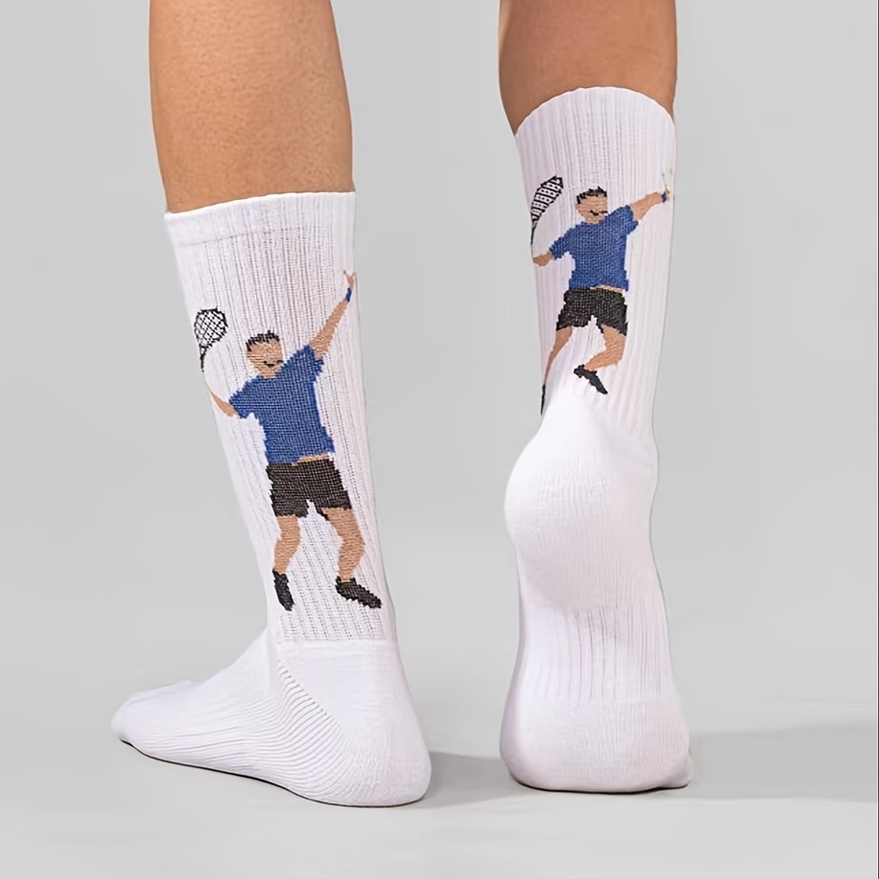 

Men's Tennis Socks - 1/2 Pair - Printed Athletic Socks - Cotton - Hand Wash Only - Knit Fabric - Cartoon Design - Suitable For All - European/