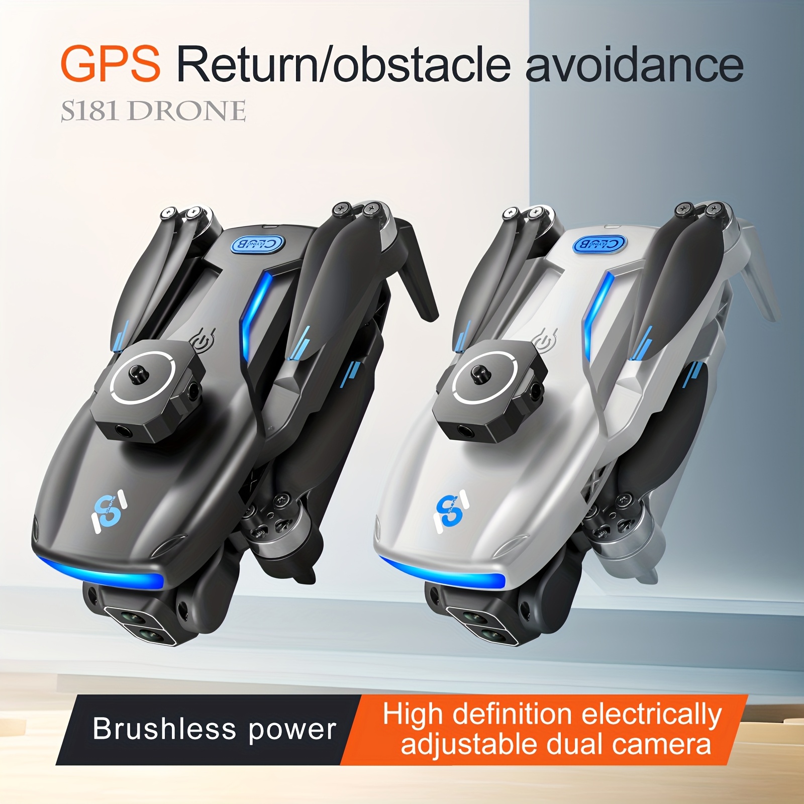 S181 Drone with GPS, Dual Cameras, Dual Battery, Optical Flow & Obstacle Avoidance - Brushless Motors, Auto Return, Easy to Operate Ideal for Christmas & Halloween Gifts Aerial Photography Enthusiast
