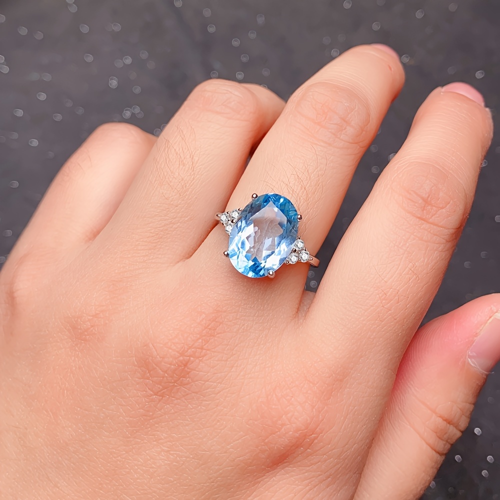 Women's Natural Topaz Adjustable 925 Sterling Silver Ring