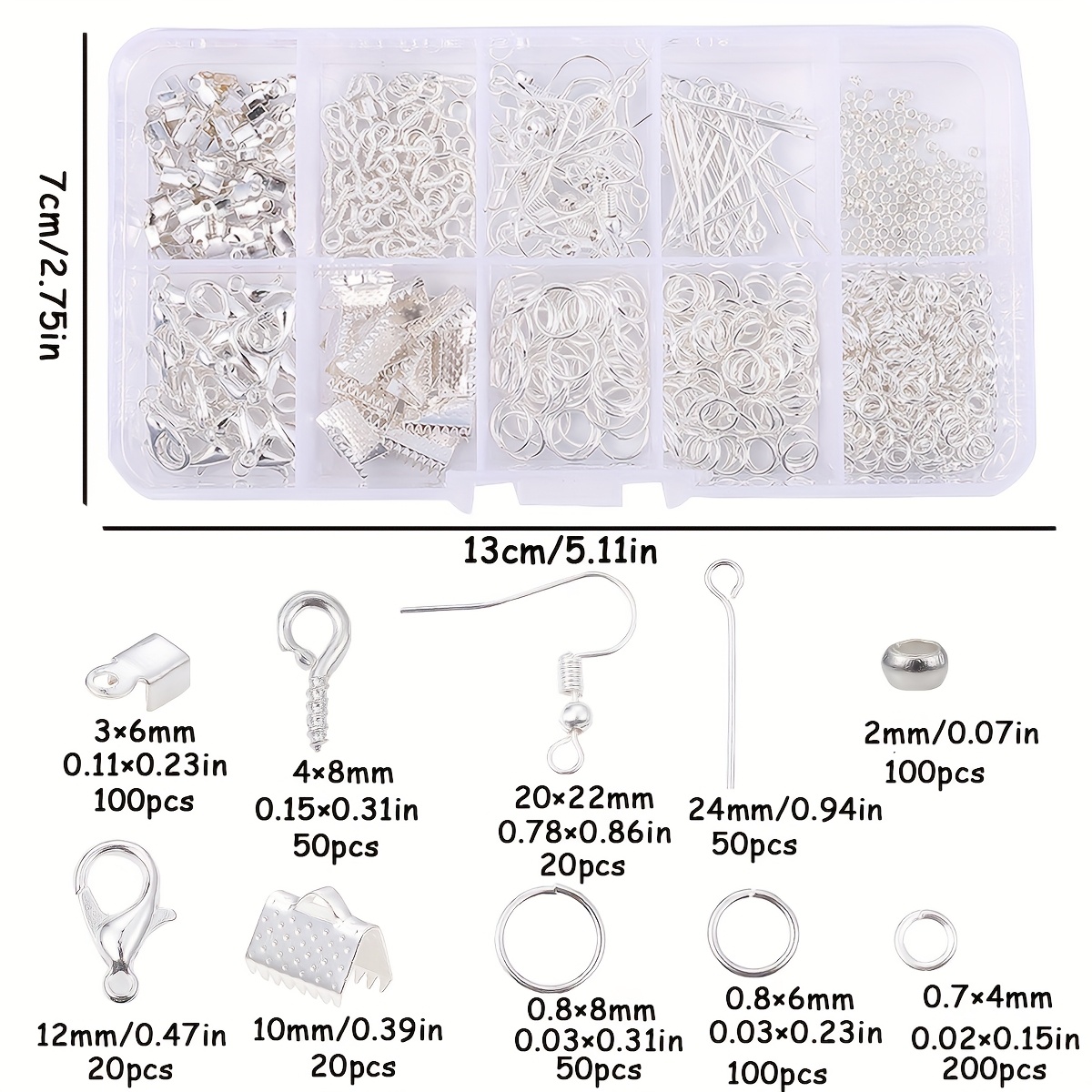 Image of 1 Set/box Jewelry Making Beginner Kit Earrings Necklace Accessories Diy Bead Tool Set, Jewelry Accessories, Suitable For Adults And Beginners -with 10 Grid Plastic Box