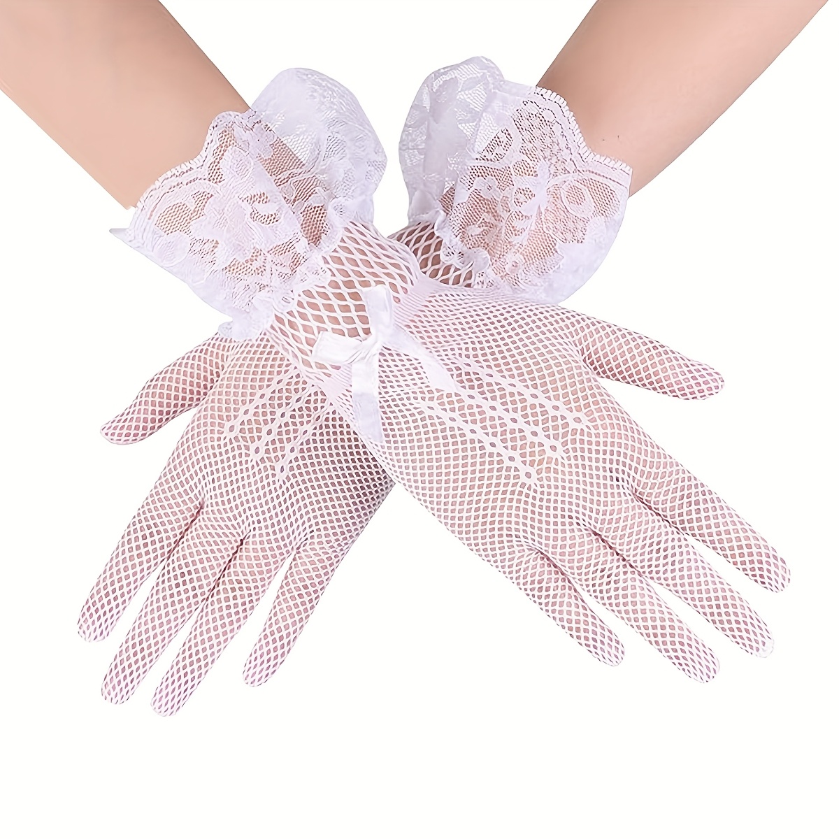 TEMU D 1 paire de gants en dentelle pour femme, élégants et courts, pour goûter, mariage, dîner de fête