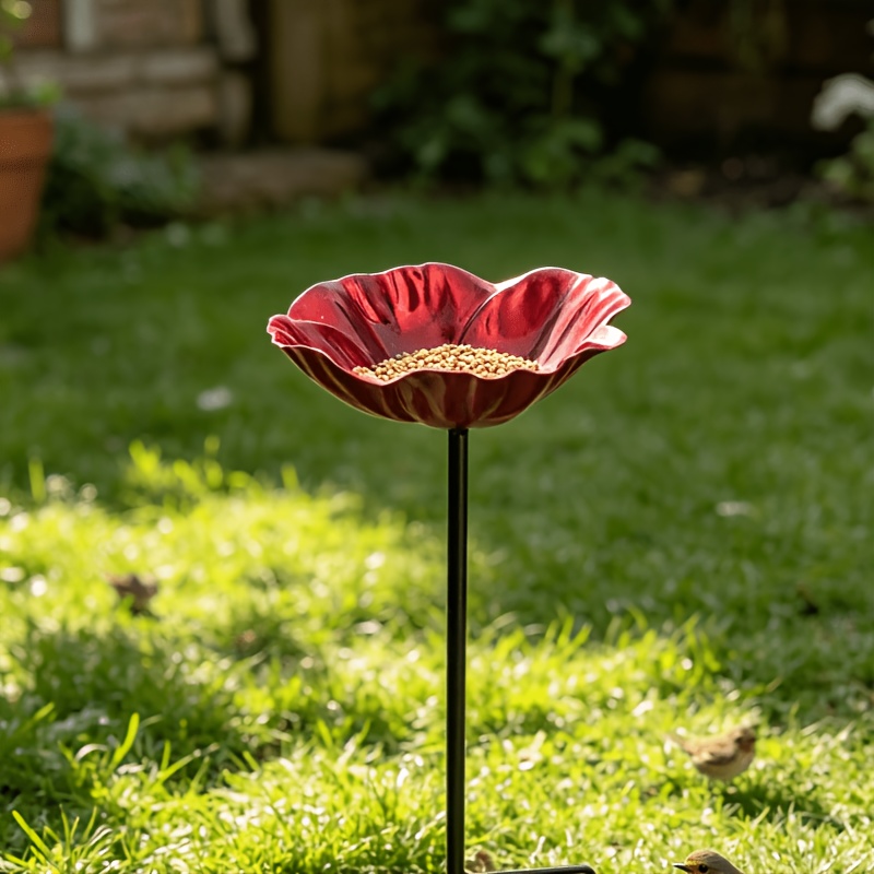 High-beauty Colorful Flower Bird Feeder, For Yard, Outdoor Garden Ornament For Landscaping, Bird Attracting Gadget, 1pc Pack