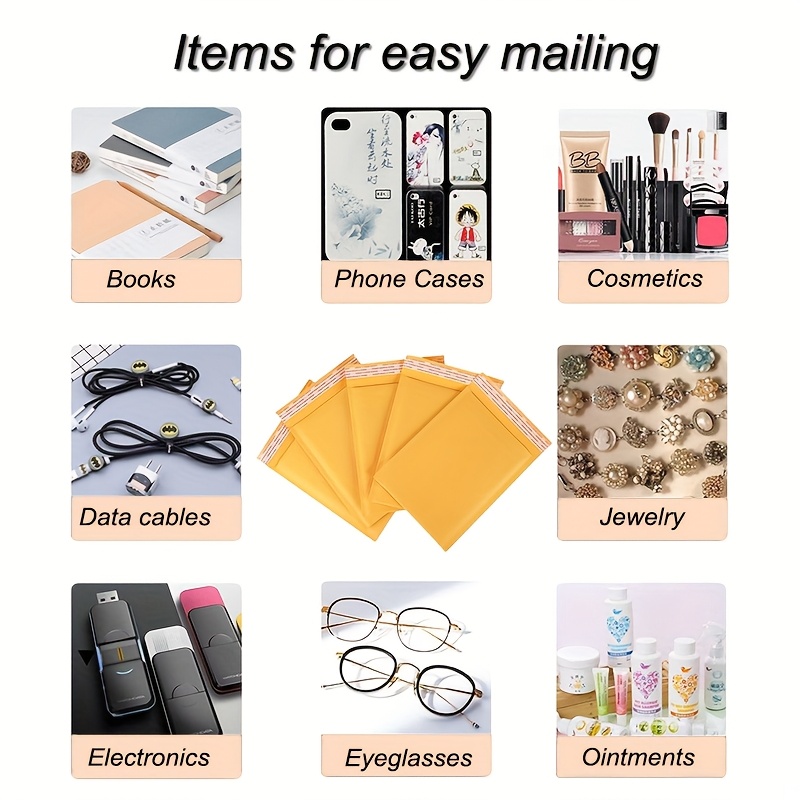 0   bubble mailers 6 5 x 10 inches 100 count small self   resistant cushioned mailer bags yellow padded envelopes bulk wholesale for small business mailing Product details 5