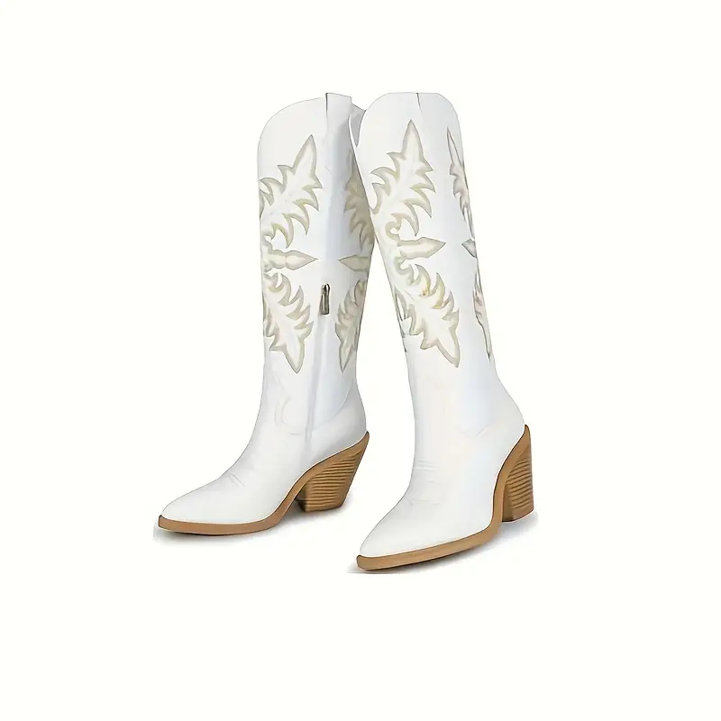 Cowgirl Boots For Women Embroidered Western Boots With Pointed Toe Side ...