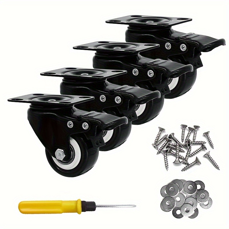 

4pcs, 2- Rotating Casters , 600lb/270kg , , Locking Casters For , And Screwdriver Included