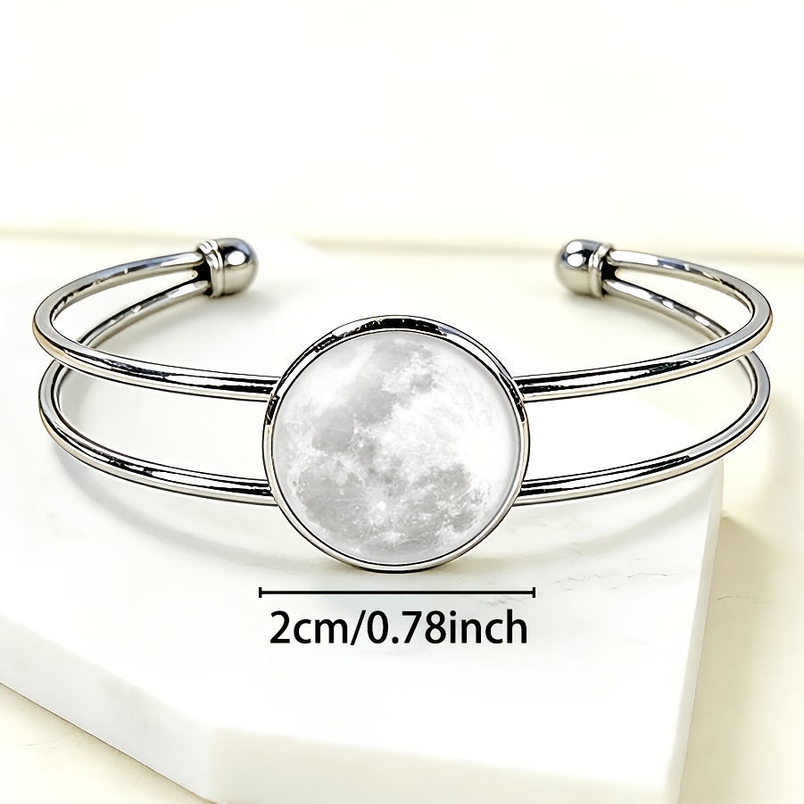 Adjustable Open Bangle with Gray and White Pattern