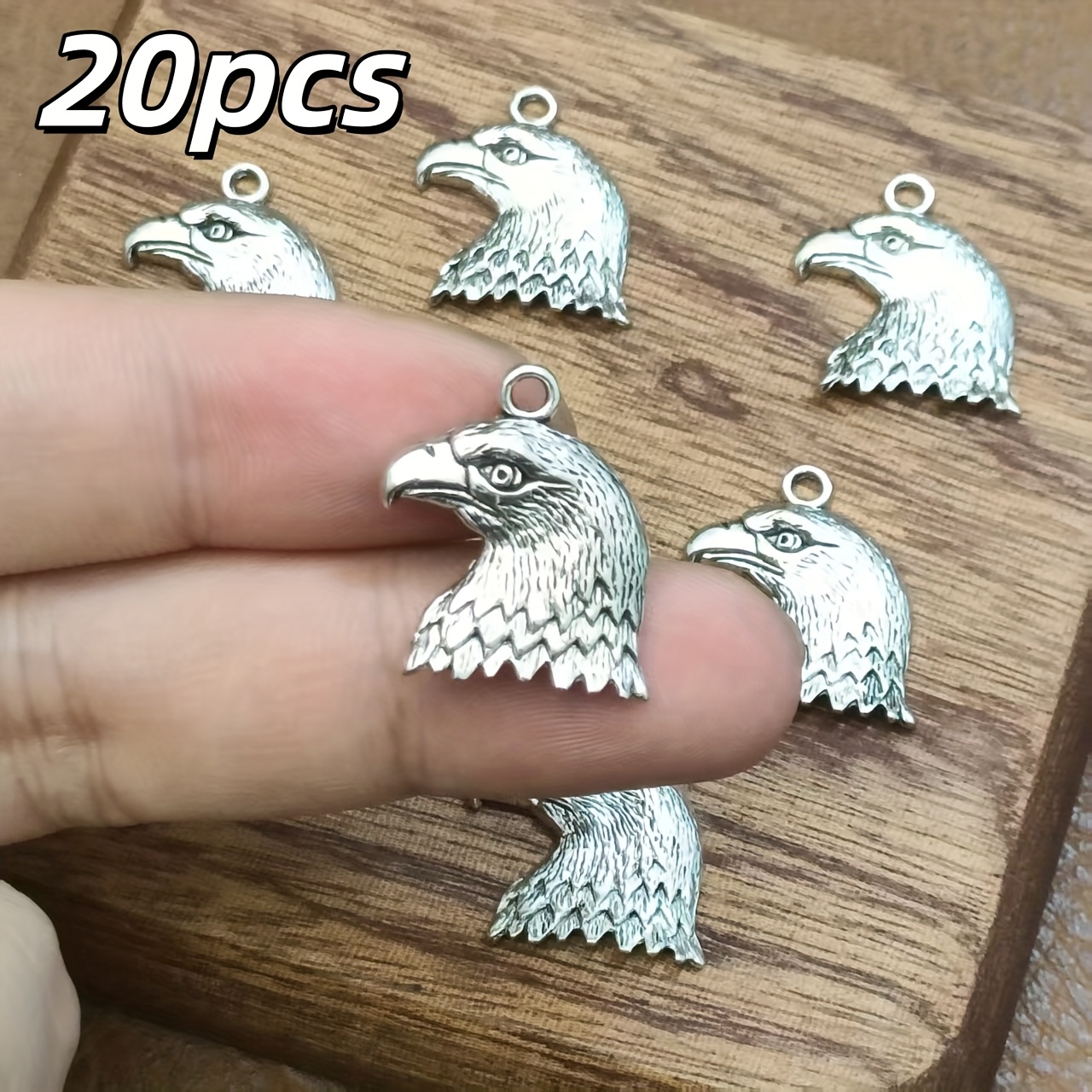 TEMU 20pcs Eagle Head Charm Pendants, <>, Suitable For Necklace, Bracelet, Earrings And Other Retro / Power Theme Personalized Handmade Jewelry