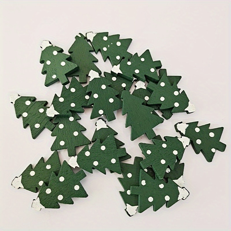 

50/100pcs Wooden Christmas Tree Slices - Diy Embellishments For Decorations & Ornaments