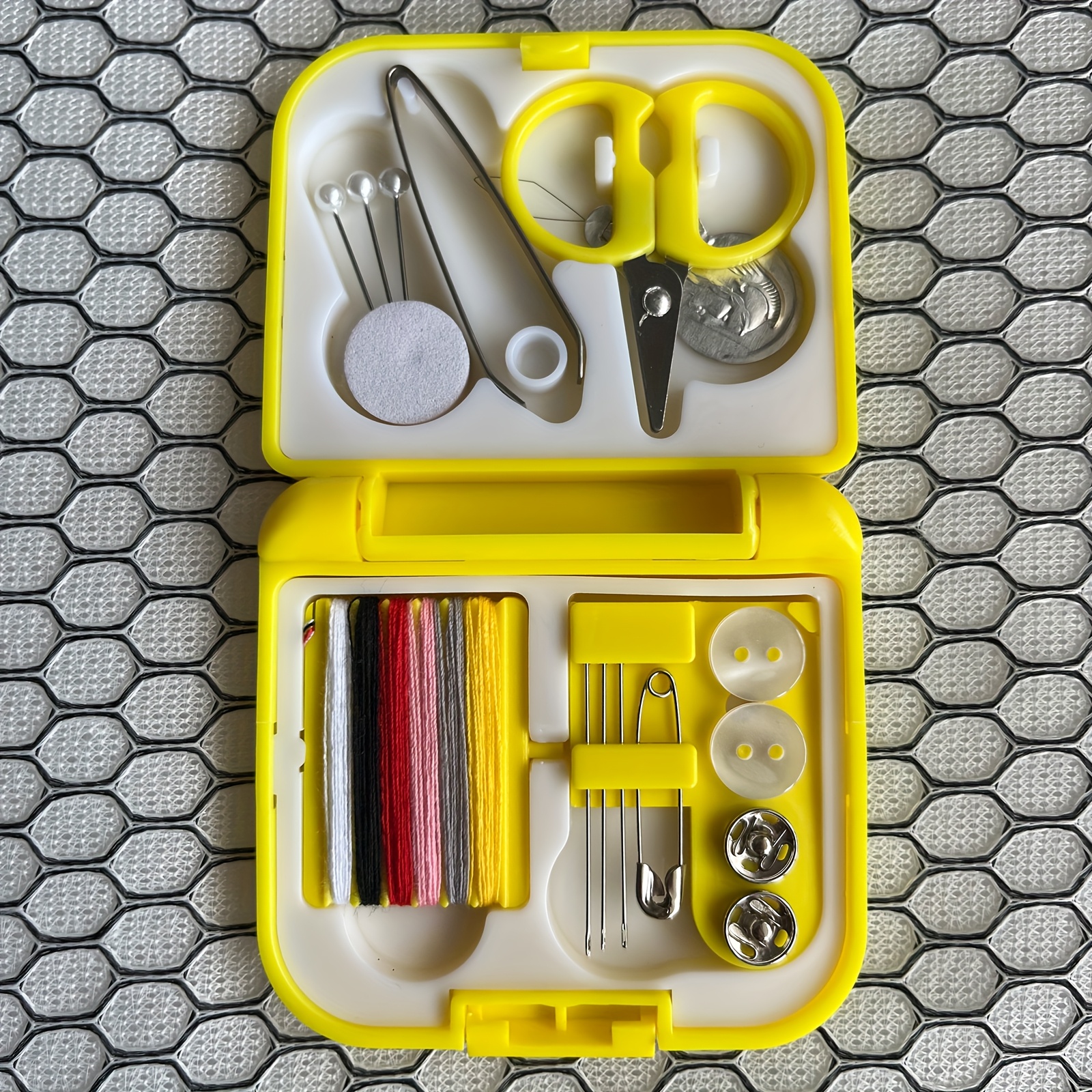TEMU 1 Set Kit di strumenti da cucito, scatola di plastica con ago , mini tipo portatile, borsa per ago per viaggi , borsa per strumenti da cucito di