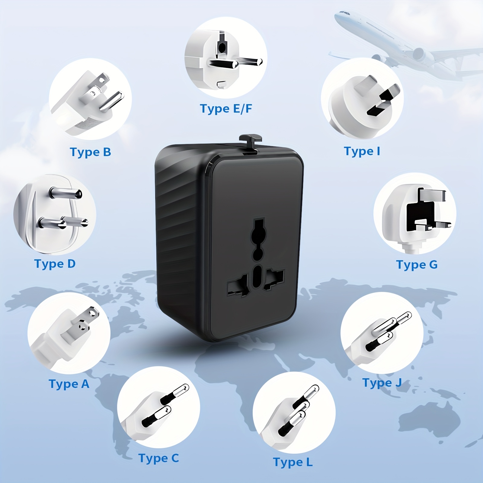 Universal Travel Adapter (2 USB-A + 2 Type-C) AC International Socket Adapter, 17W Universal Travel Plug Compatible EU/UK/USA/AUS - Charger for Smartphone, Tablet, Travel, for Iphone, Samsung, Xiaomi, Android, Pad, Car, Etc, Perfectholiday Gift