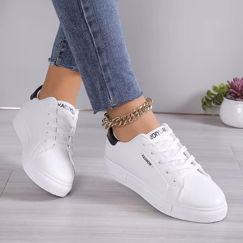 xahn low-top sneakers - round toe lace-up minimalist white, soft cushioned sole & / upper, - versatile for casual, office, casual attire | suitable for - & maintenance, women shoes details 3