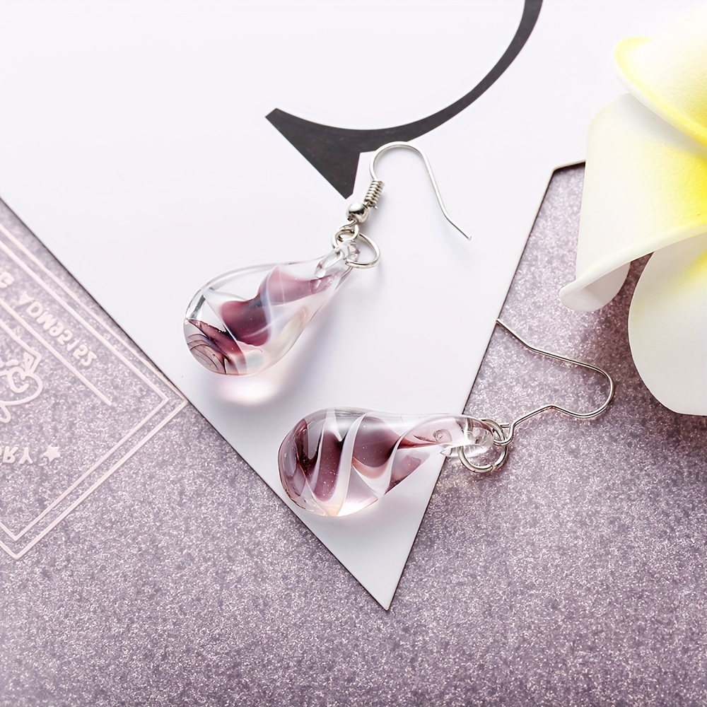 Women's Creative Glass Teardrop Pendant Earrings