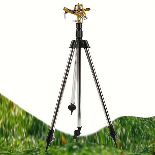 sprinkler and sprinkler stand set outdoor garden lawn sprinkler irrigator alloy rotating rocker arm sprinkler adjustable controllable angle lawn garden sprinkler irrigation with tripod