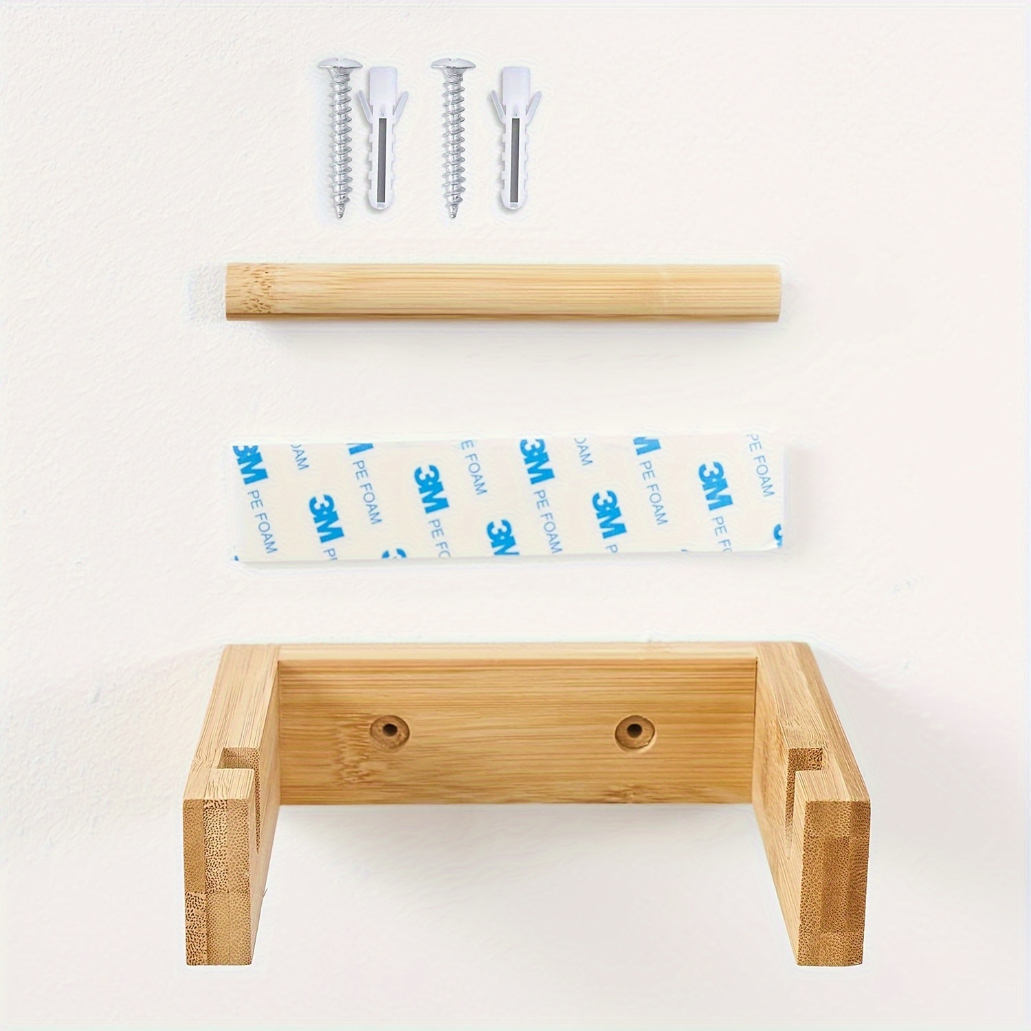 Image of Toilet Paper Holder Wall Mounted Bathroom Towel Holder Wood Towel Rack Toilet Paper Holder And Towel Holder Set Towel Hanger For Room Bedroom