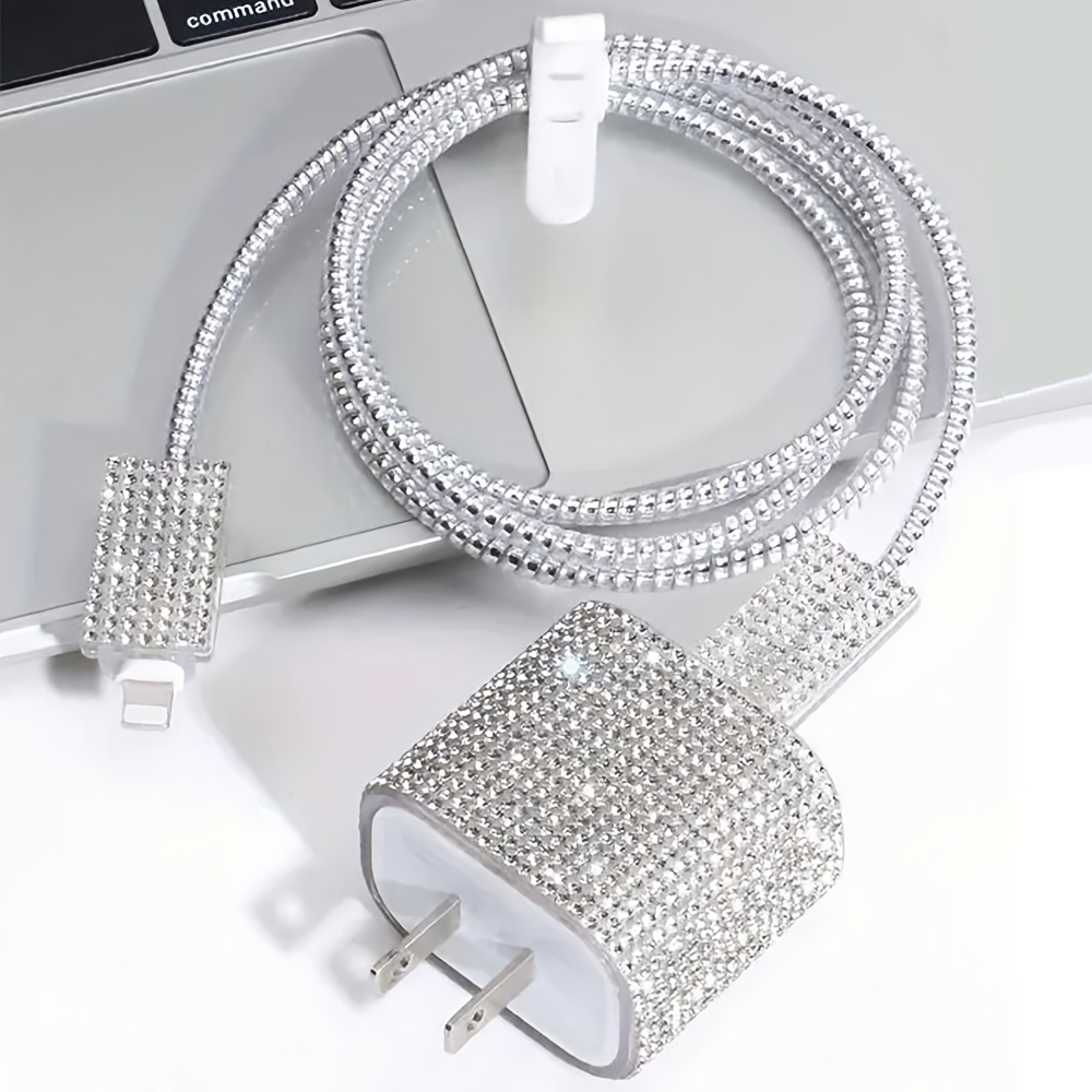 

5pcs Tpu Diamond-plated Charger And Protector Set For Iphone, Compatible With 18w/20w - No Battery, Accessories