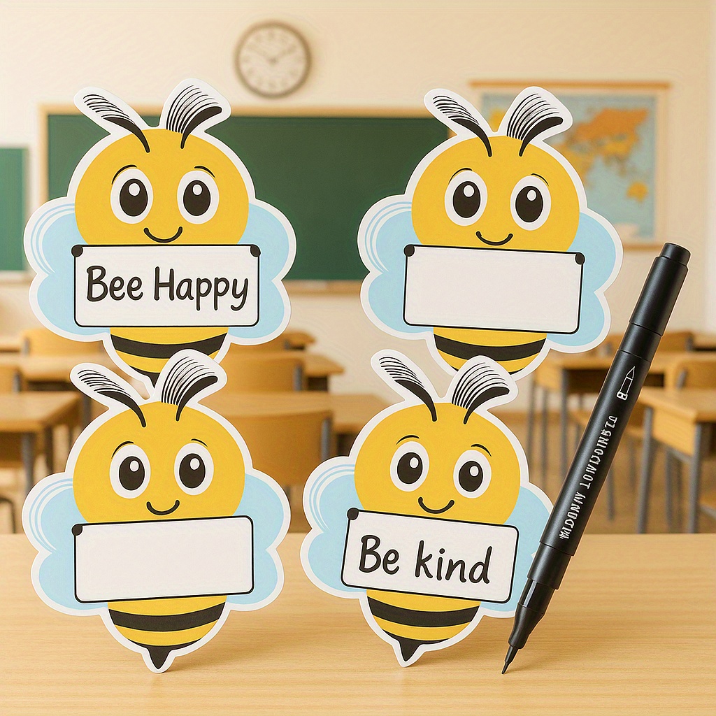 TEMU [free Pen]50pcs Cute Bee Classroom Decorations - Oval Bee Cutouts With And Name Tags, Bulletin Boards, Cubbies, Desks - Student Nameplates,