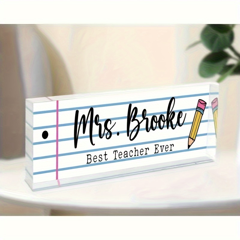 

Customizable Acrylic Desk Nameplate - Personalized Teacher Appreciation Gift With Engraving Option