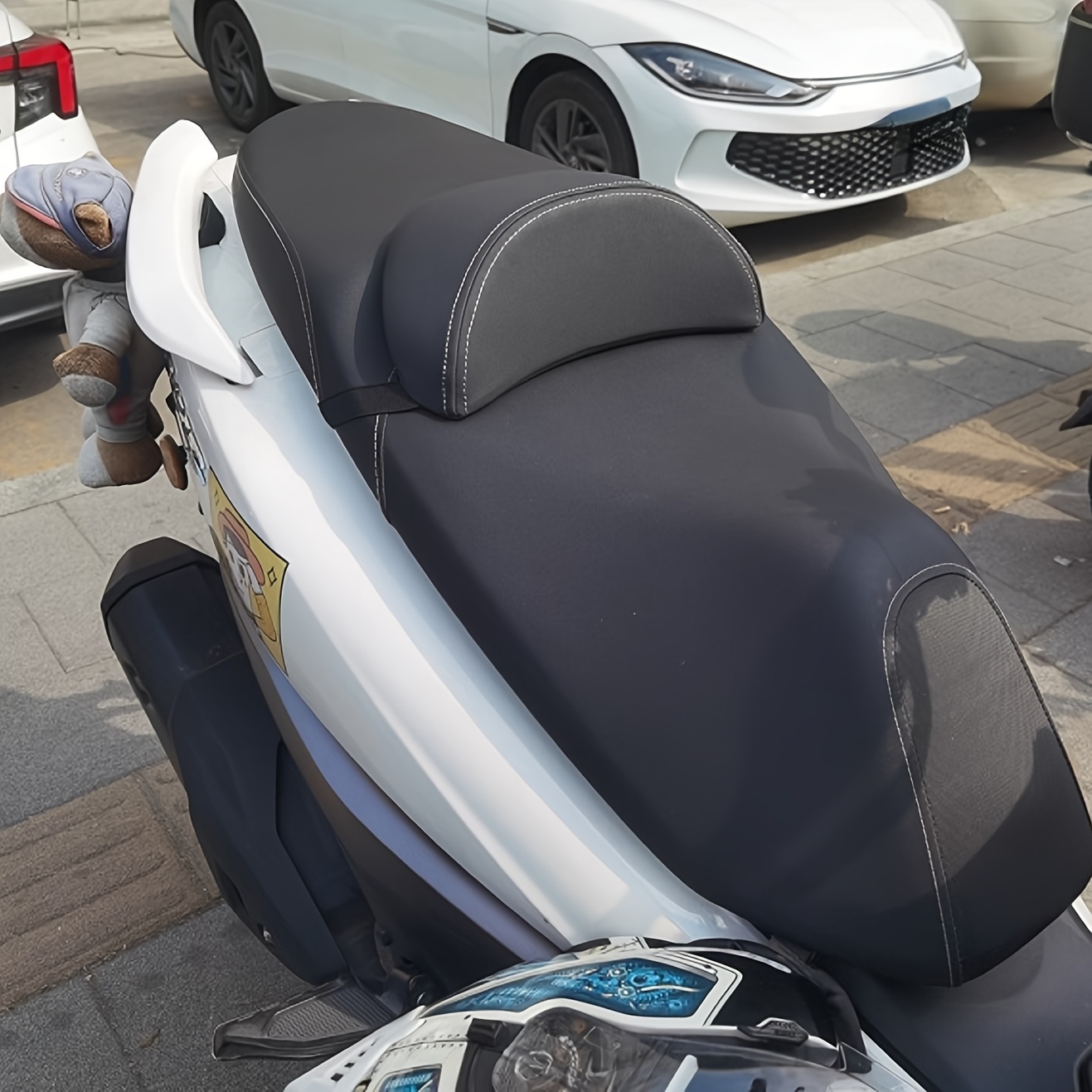 E-shop Motorrad-Sitzrückenkissen, ergonomisch gestaltetes Motorrad-Lendenstützpolster, aus atmungsaktivem, weichem bequemem PU-Material, mit
