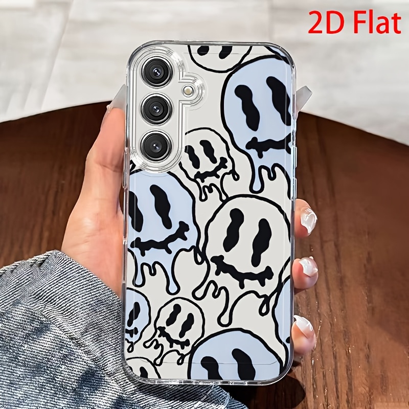 TEMU Phone Case: 2d Flat Blue And White Phone Case, Suitable For Galaxy A02 A03s A04 A05s A06 A13 A14 A15 A16 5g A21s A22 A23 A24 A25 A32 A34 A35 A50