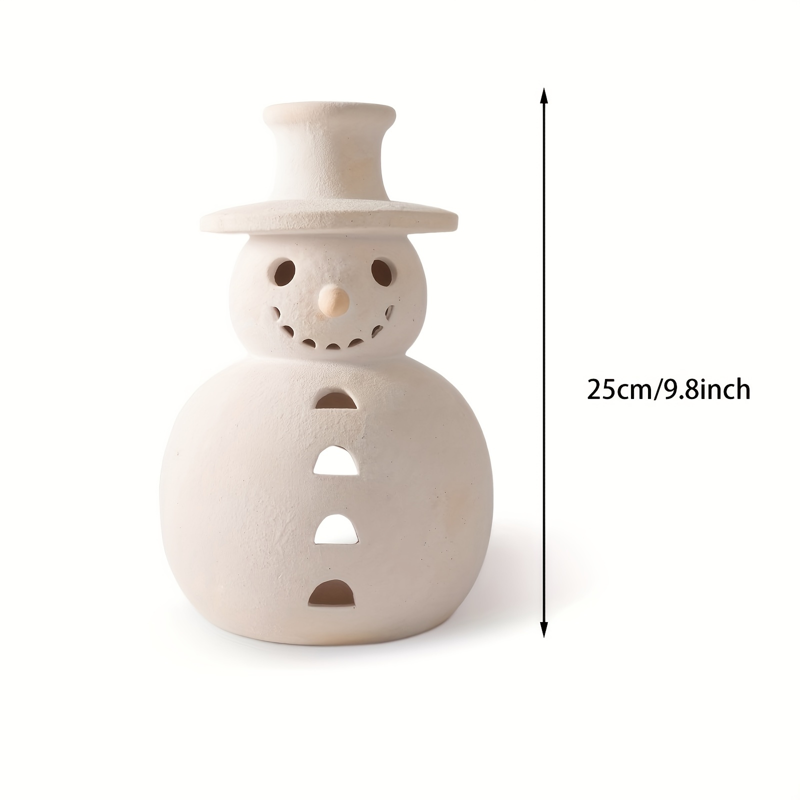 TEMU [2d Flat] 1pc Terracotta Snowman Decoration 6/ 8/ 10 Inches, Christmas Handmade Statue Decoration, Christmas Decoration, White Table Decoration,