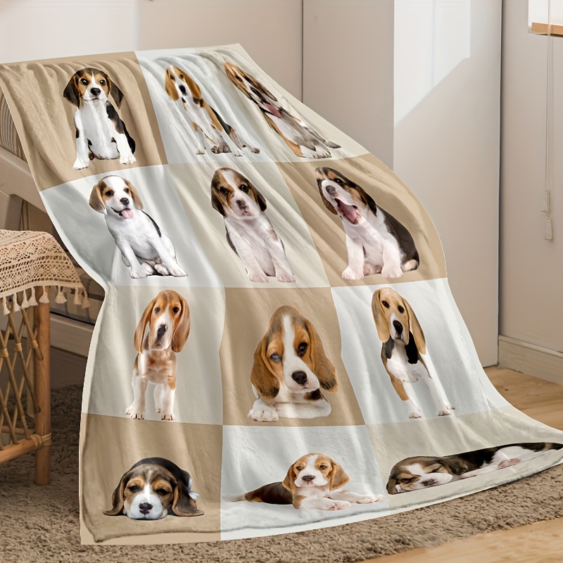 

Contemporary Dog Pattern Flannel Blanket, Hypoallergenic , Washable, Conditioning & Nap Blanket Theme,