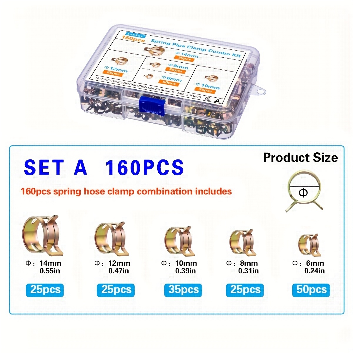90/160pcs Spring Pipe Clamp Tool Combination Set, Water Pipe Clamp, Suitable For Air And Water Pipes