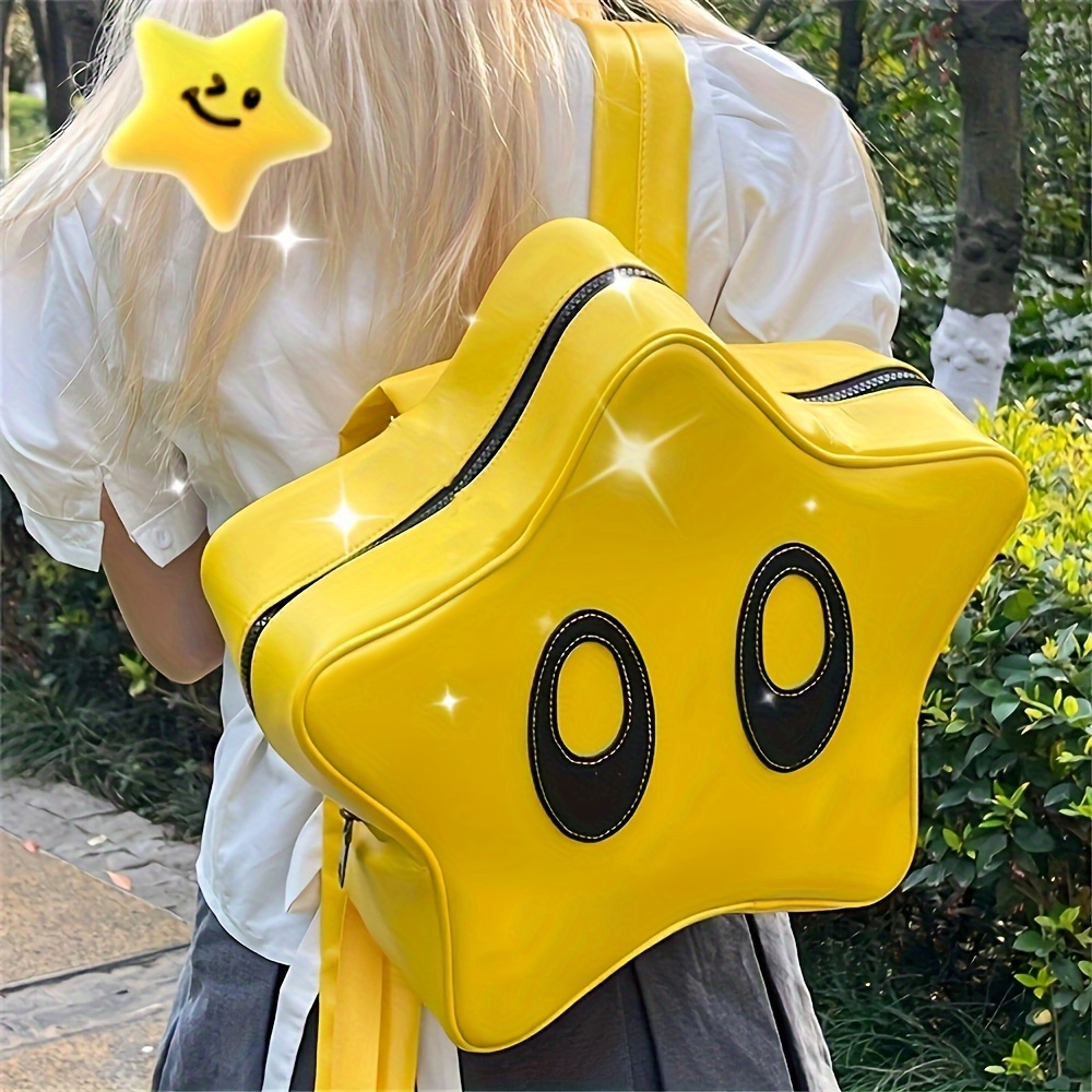 Kawaii Star Shaped Novelty Bag, Cute Cartoon Travel Daypack, Women's Lovely School Commute Knapsack