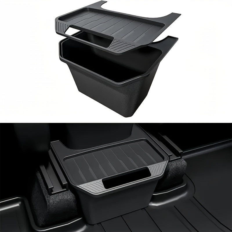 

For Tesla For Trunk Organizer With Cover, Abs Resin Storage Bin Accessory