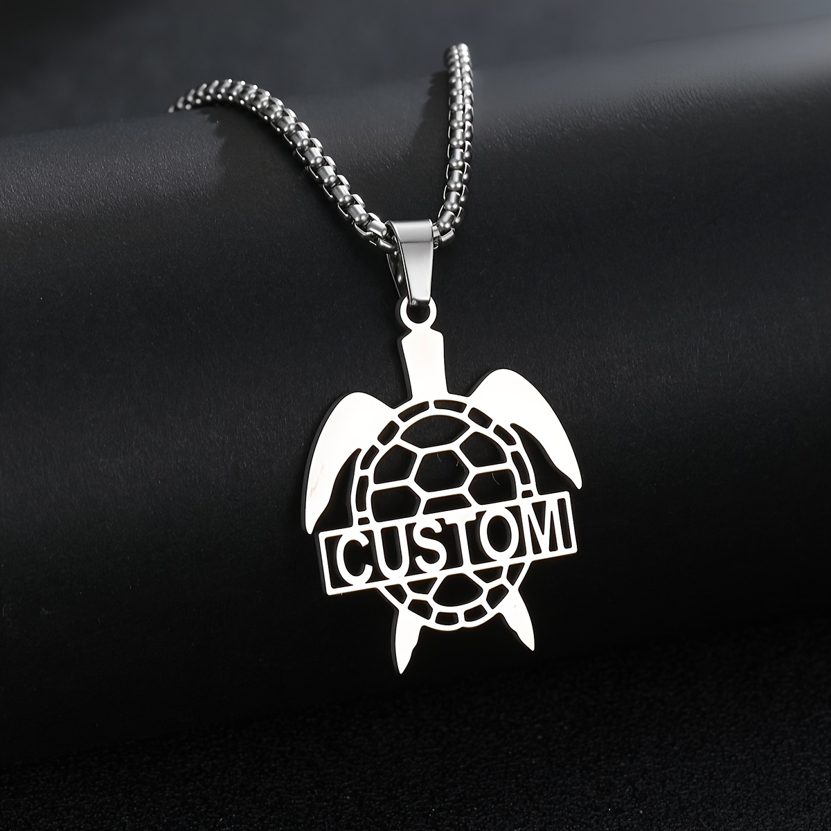 Custom Engraved Sea Turtle Charm Necklace for Men and Women