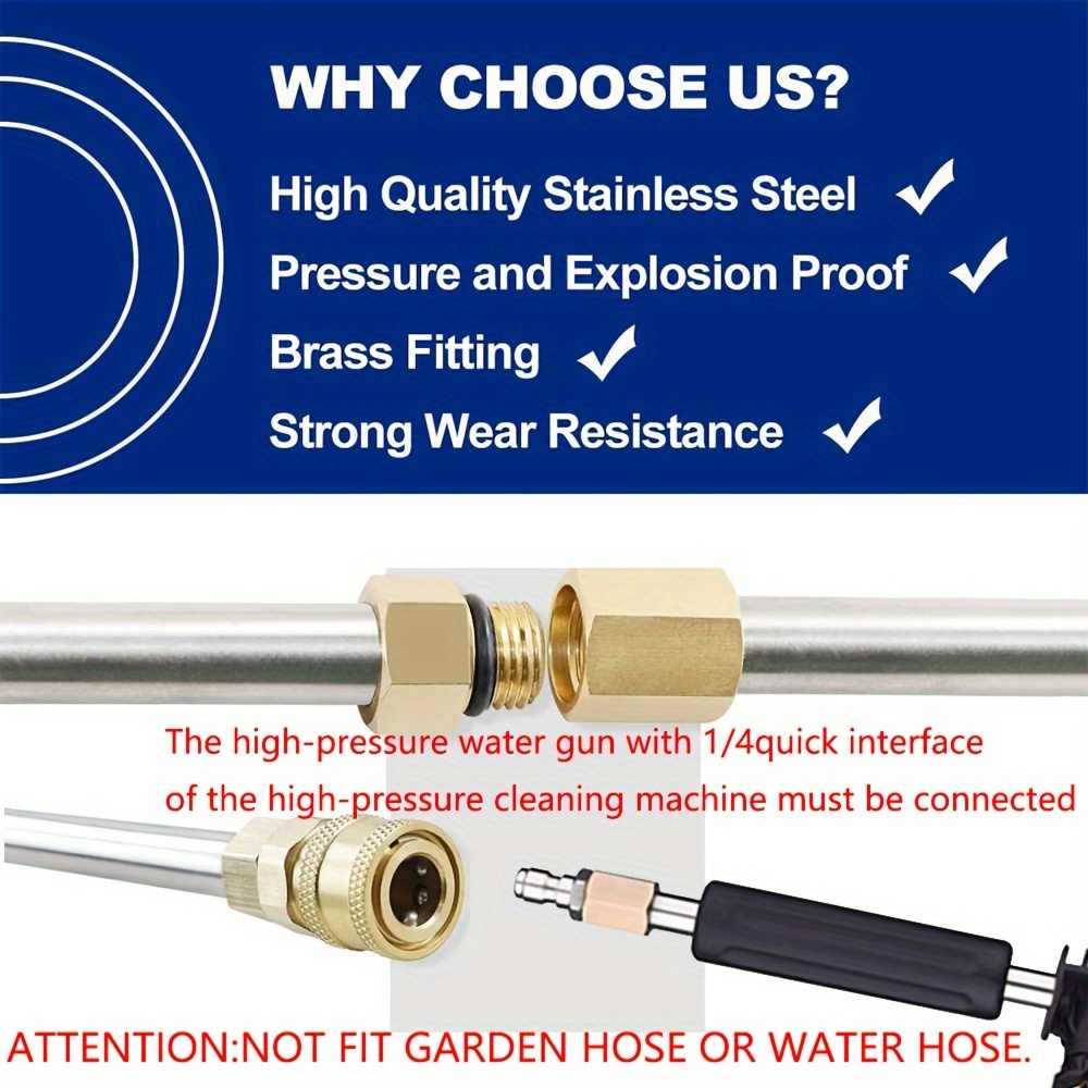 10pcs set high pressure washer extension wand 1 4 quick connect power washer lance with 6 nozzle tips 30 90 120 gutter cleaning curved rod 4000 psi uesd for roof drainage ditch exterior walls
