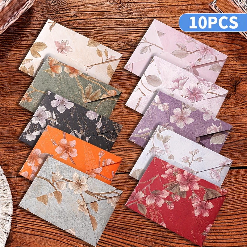 TEMU 10pcs Elegant Floral Pattern Envelopes, Exquisite Brocade Style Invitation Envelopes, Suitable For Mailing Letters And Cash, Making Them An For