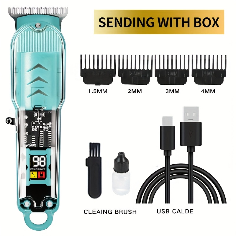 TEMU Portable Professional Wireless Haircut & Beard Trimming Set - Usb Rechargeable, Sharp , Ideal For Home & Salon Use, Perfect For Barbers &