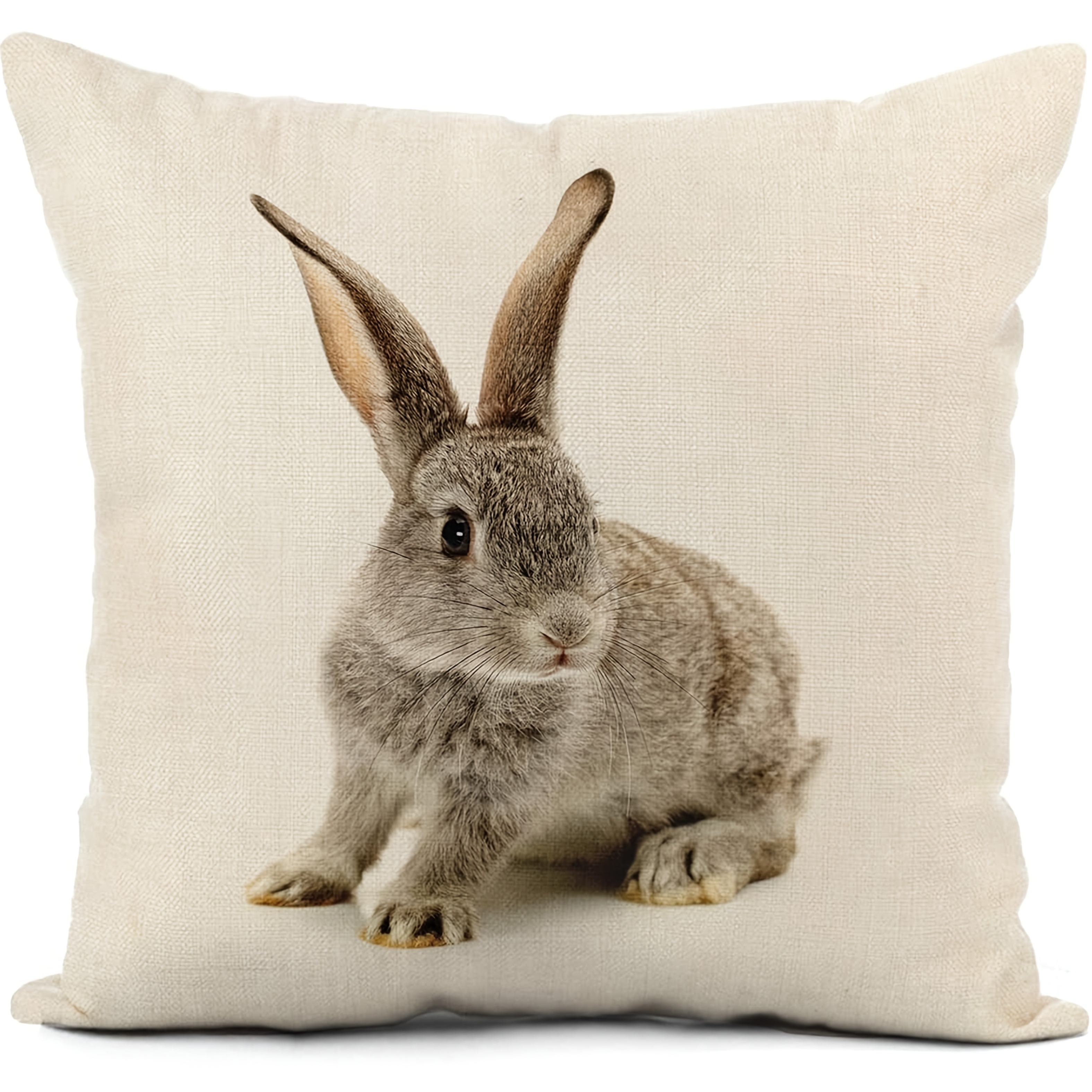 

1pc Easter-themed Linen Throw Pillow Cover - Contemporary Farmhouse Style, 100% Linen, Zippered Case, Machine Washable, For Decor - No Insert, Cute Pillows