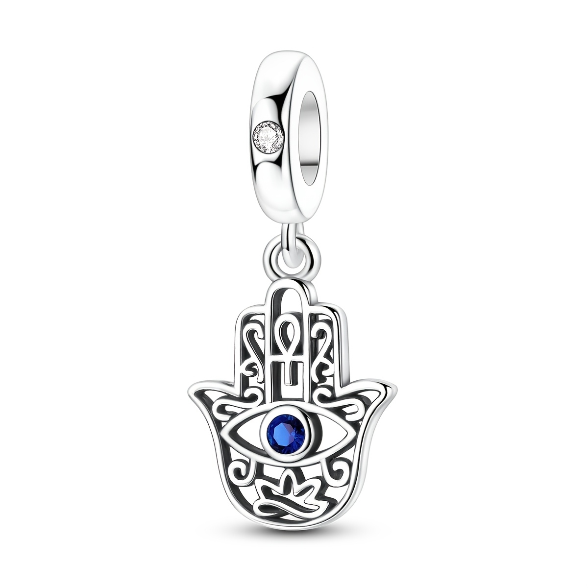 TEMU Cuentas de dijes color plateado para mujer, 1 , diseño original, dijes de ojo de para palma, ideal para hacer pulseras y collares originales