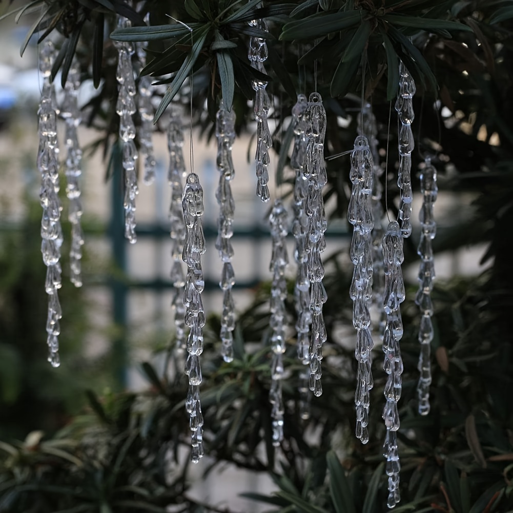 Image of 6.1-inch Christmas Tree Icicles 24 Acrylic Icicles Decoration Set For Christmas Decoration, Christmas Tree Decoration (24 Icicles -6.1 Inches)