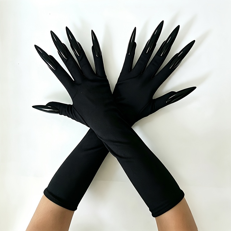 TEMU Nanatongxue Guanti a Intere da Donna in Stile - Guanti Elastici con Unghie Lunghe Adatti per Costume da Strega di Halloween, Spettacoli da ,