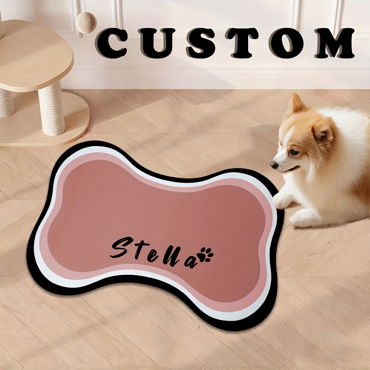 Customizable Quick-Pet Feeding Mat with Paw Print Design
